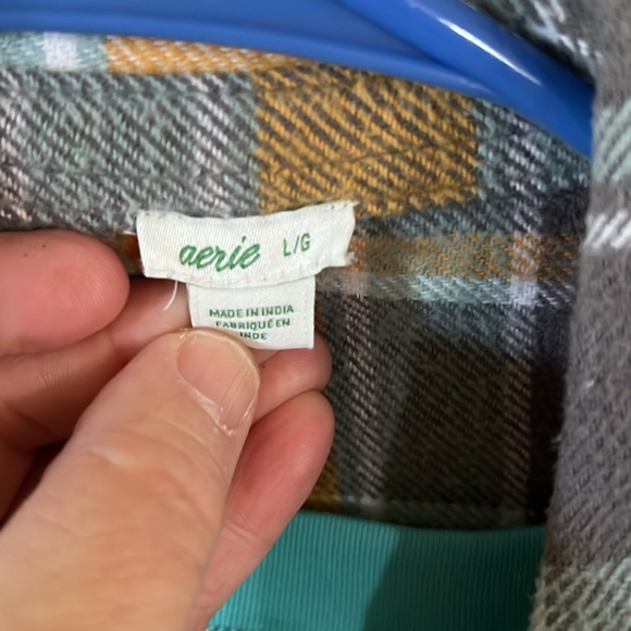 Aerie Women's Anytime Fave Plaid flannel Shirt. Size Large w/matching shirt. - Picture 4 of 6